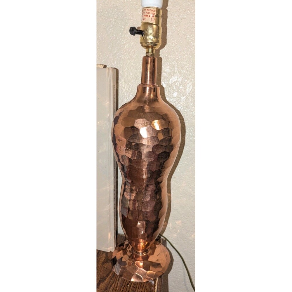 Hammered Copper Colored Finish Metal Peanut Shape Lamp